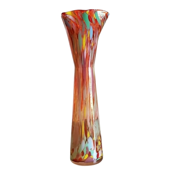 Vintage Handblown Kreiss Japan Multicolor Art Glass Mid-Century Modern Boho Vase - Picture 10 of 10